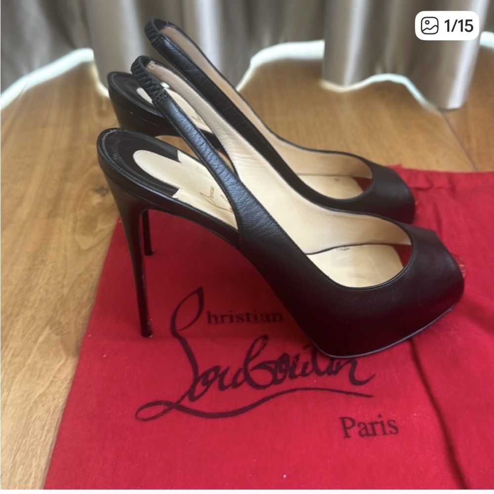 CHRISTIAN LOUBOUTIN No Prive 120 Kid/Cuoio Leather Black Size 38